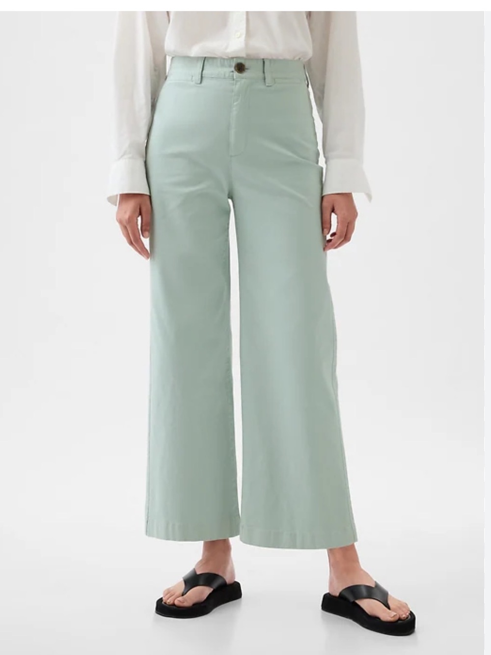 GAP Wide-Leg High Rise Stride Ankle Pants Light Mint 00 Jeans NEW Spring Preppy